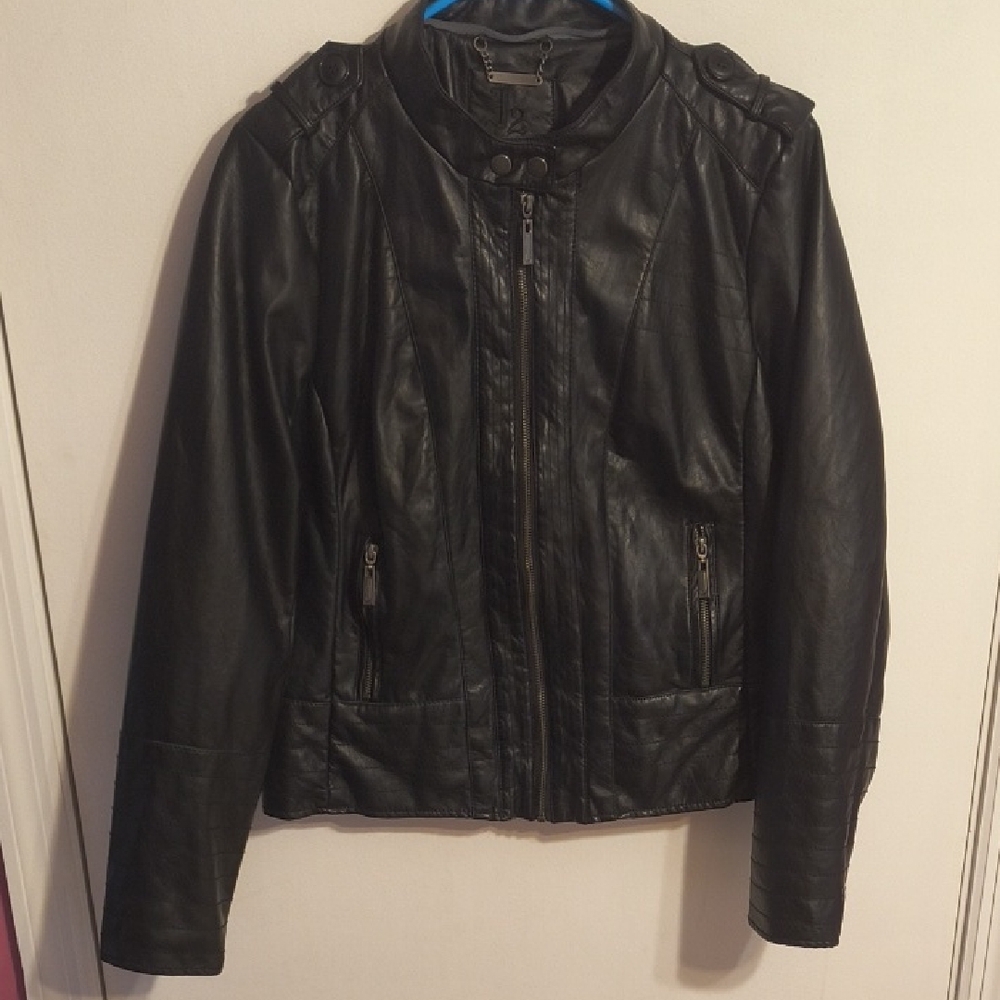 Women's Black Faux Leather Jacket Size XL